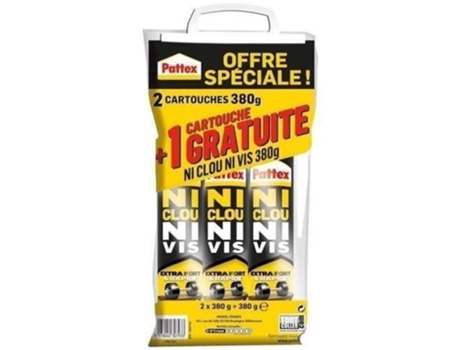 Pattex Nenhum parafuso ni ni crono - lote de 2 cartuchos 310ml 380g + 1 grátis