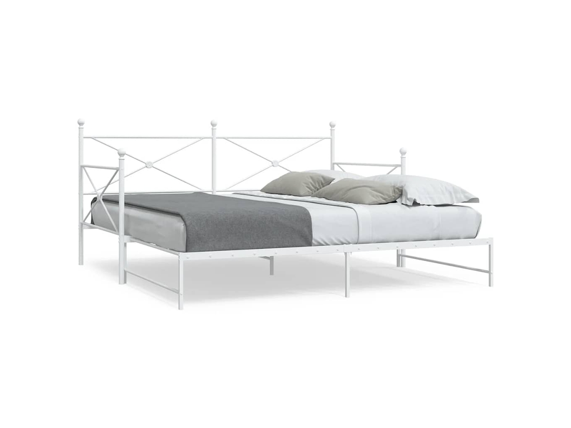Vidaxl Cama De Dia Com Gavetão Sem Colchão 107x203 Cm Aço Branco