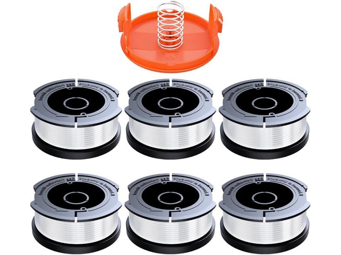Carretel de linha de aparador de cordas para aparadores de cordas Black e Decker, 6 carretel de linha de cortador de escova 1 capa de carretel 1 m