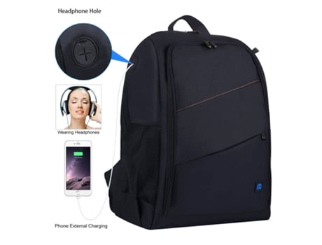 Mochila YUYSAN Mochila para Fotografia Slr de Grande Capacidade com Capa de Chuva Pu5011 Preta