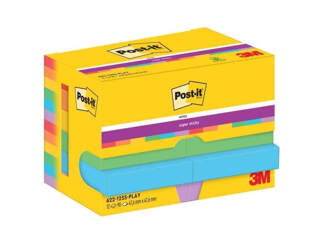Blocos De Notas Autoadesivos Post It Super Sticky Notes 47,6 X 47,6 Mm 90 Folhas 6 Cores Diferentes Brilvibera
