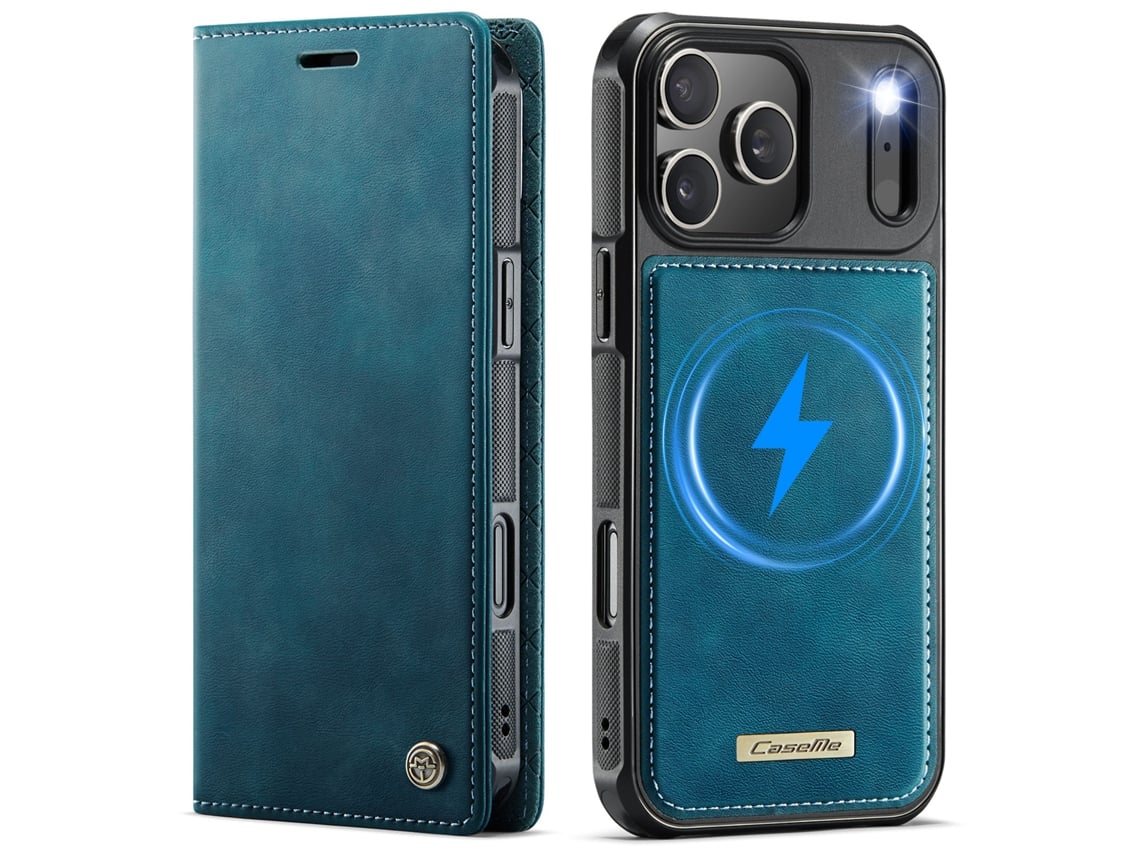 Capa Antirroubo Para Celular Flip, Estilo Retrô, Em Couro.azul - Iphone 16 Plus