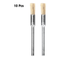 Conjunto de 10 vassouras de cerdas Porco Branco com cabo de metal para polimento, remoção de ferrugem e esmaltação, acessórios 3*5mm