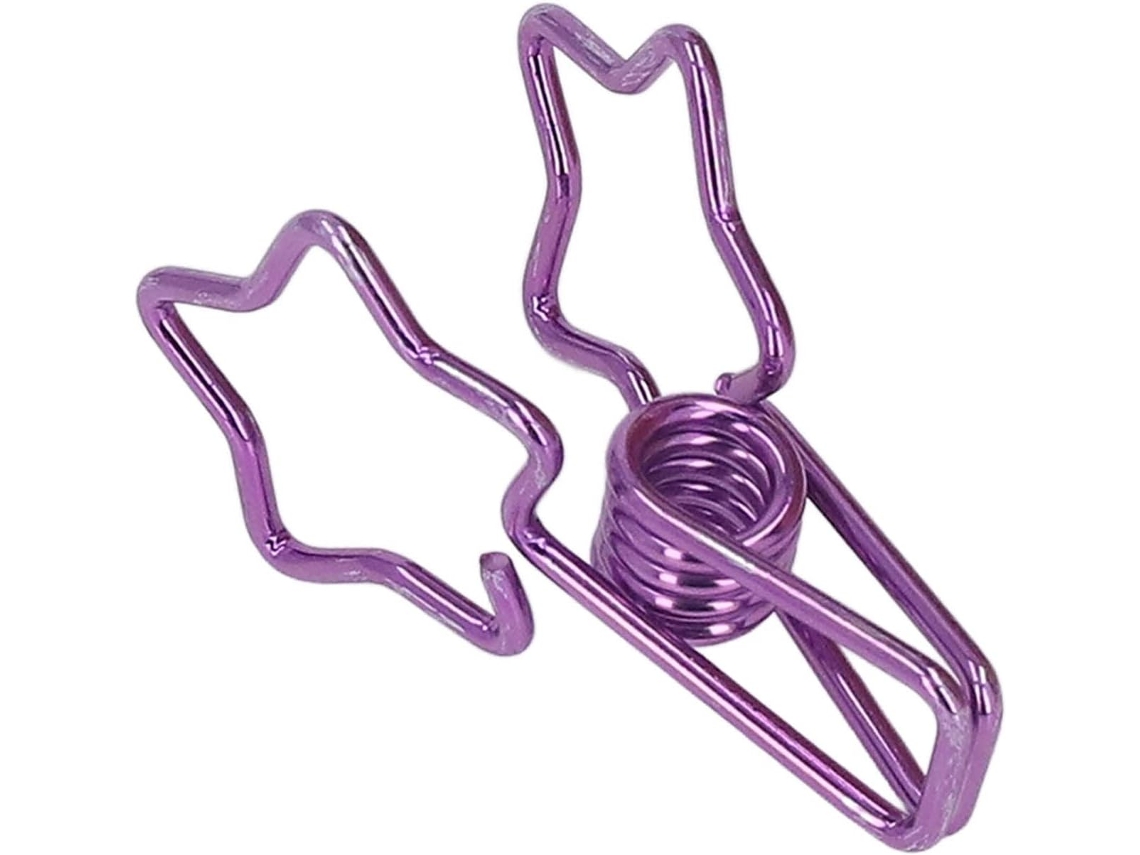 Clips de arquivo pequenos em formato de estrela, feitos de metal resistente, para certificados e comprovantes de renda Roxo.