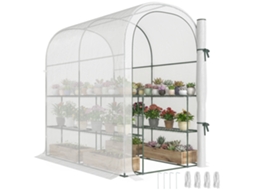 Estufa De Jardim Com Prateleiras 2 Níveis E Porta Enrolável, Aço E Pe, 123x187x189 Cm, Branco