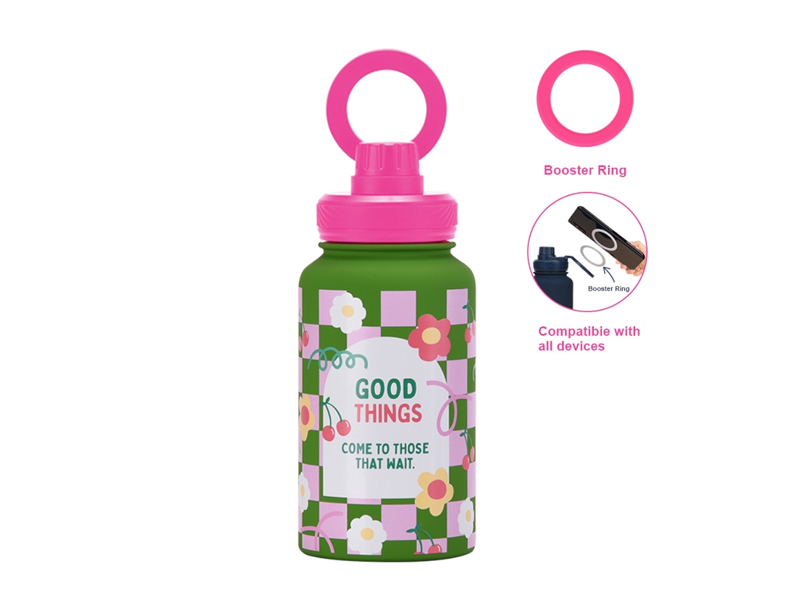 Garrafa Térmica Czhhmart, Aço Inoxidável 304 Com Suporte Magnético Para Telemóvel, 650ml Verde