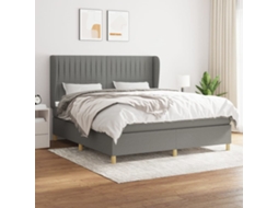 Vidaxl Cama Com Molas/colchão 180x200 Cm Tecido Cinzento-escuro