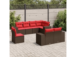 Conjunto de Sofá de Jardim com 4 Peças e Almofadas em Rattan Sintético Cinzenta VIDAXL