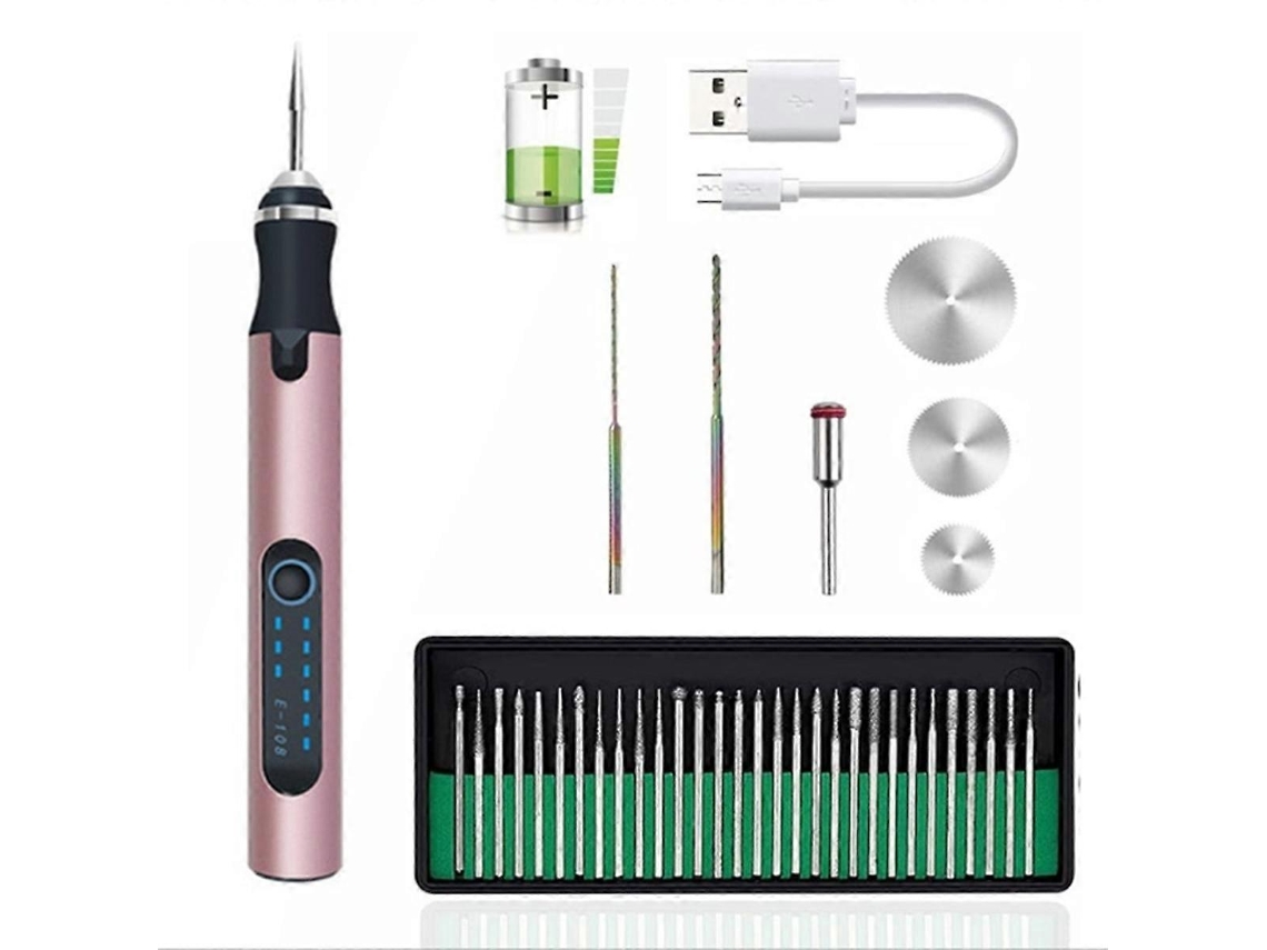 Caneta De Gravação Portátil 30 Bits Usb Recarregável Caneta De Gravação Sem Fio Ferramenta De Gravação Para Metal Slowmoose (fmy)