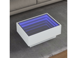 Vidaxl Mesa De Centro C/ Leds 70x50x30 Cm Derivados De Madeira Branco
