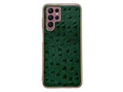 Capa De Celular Com Textura De Avestruz Em Couro E Nanogalvanização Para Samsung Galaxy S22 Ultra 5g