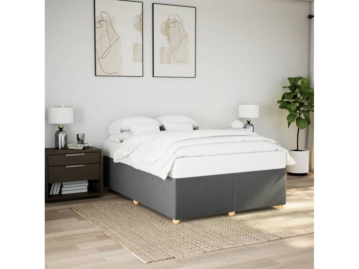 Vidaxl Estrutura De Cama Sem Colchão 160x200 Cm Tecido Cinzento-escuro