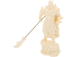 Estatueta Decorativa De Guan Yu Em Abs Branco Com Detalhes Em Folha De Asa, Elegante E Portátil Para Mesa, Estilo Retrô.