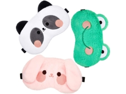 Máscara de Dormir Infantil, Conjunto de 3 Peças, Estampa de Animais Fofos AQUAFORGE