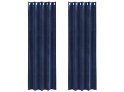 Conjunto 2 Cortinas Opacas Vidaxl Azul Veludo (140 X 225 Cm)