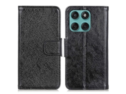 Capa Tipo Carteira Em Couro Rachado Com Textura Napa Para Motorola Edge 60 5g / 60 Fusion 5g, Preta