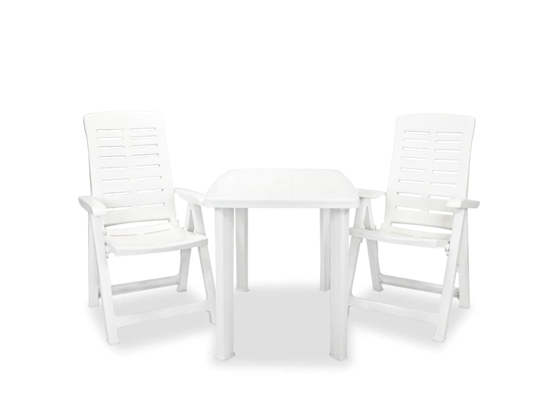 Vidaxl Conjunto Bistrô 3 Pcs Plástico Branco