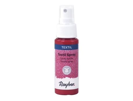 Spray têxtil - RAYHER - Vermelho carmim - Frasco 50ml - Resistente à luz - Para tecidos leves