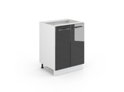 Móvel baixo de cozinha Vicco Fame-Line, antracite alto brilho, 60 cm sem bancada