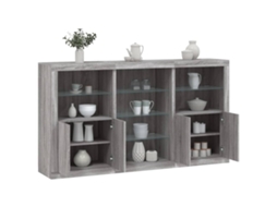 Aparador con luces LED 181,5x37x100 cm Gris Sonoma
