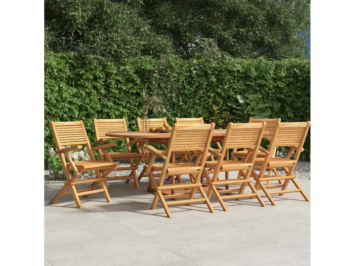 Vidaxl Cadeiras De Jardim Dobráveis 8 Pcs 55x62x90 Cm Teca Maciça