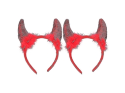 Anéis De Cabelo De Halloween Com Decoração De Chifres Clássica E Bonita Para Festas Infantil E Adulto - Vermelho (2 Unidades)