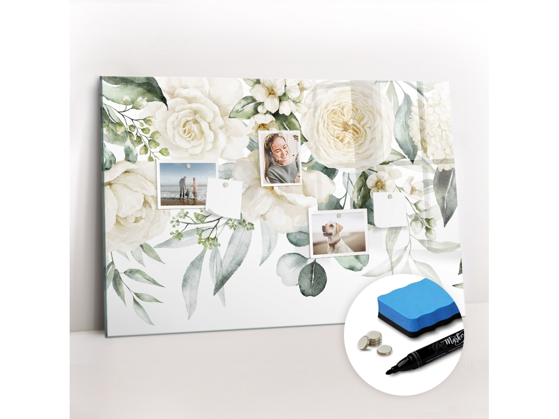 Quadro Magnético Decorativo Flores Para O Escritório Espelharte (90x60 Cm)