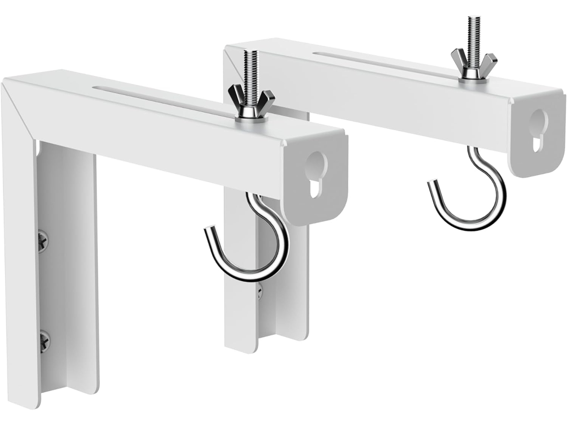 Suporte HEXINYIGJLY L para projetor, 15cm, 2 unidades, montagem parede/teto, gancho ajustável, branco