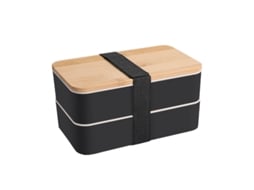 Lancheira Bento Design Preta, Bentobox De Bambu 2 Hermética C