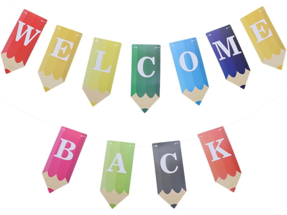 Conjunto De 1-banner Boas Vindas Para Decoração Sala Aula, Enfeites Coloridos Para Festas Escolares E Sala De Aula