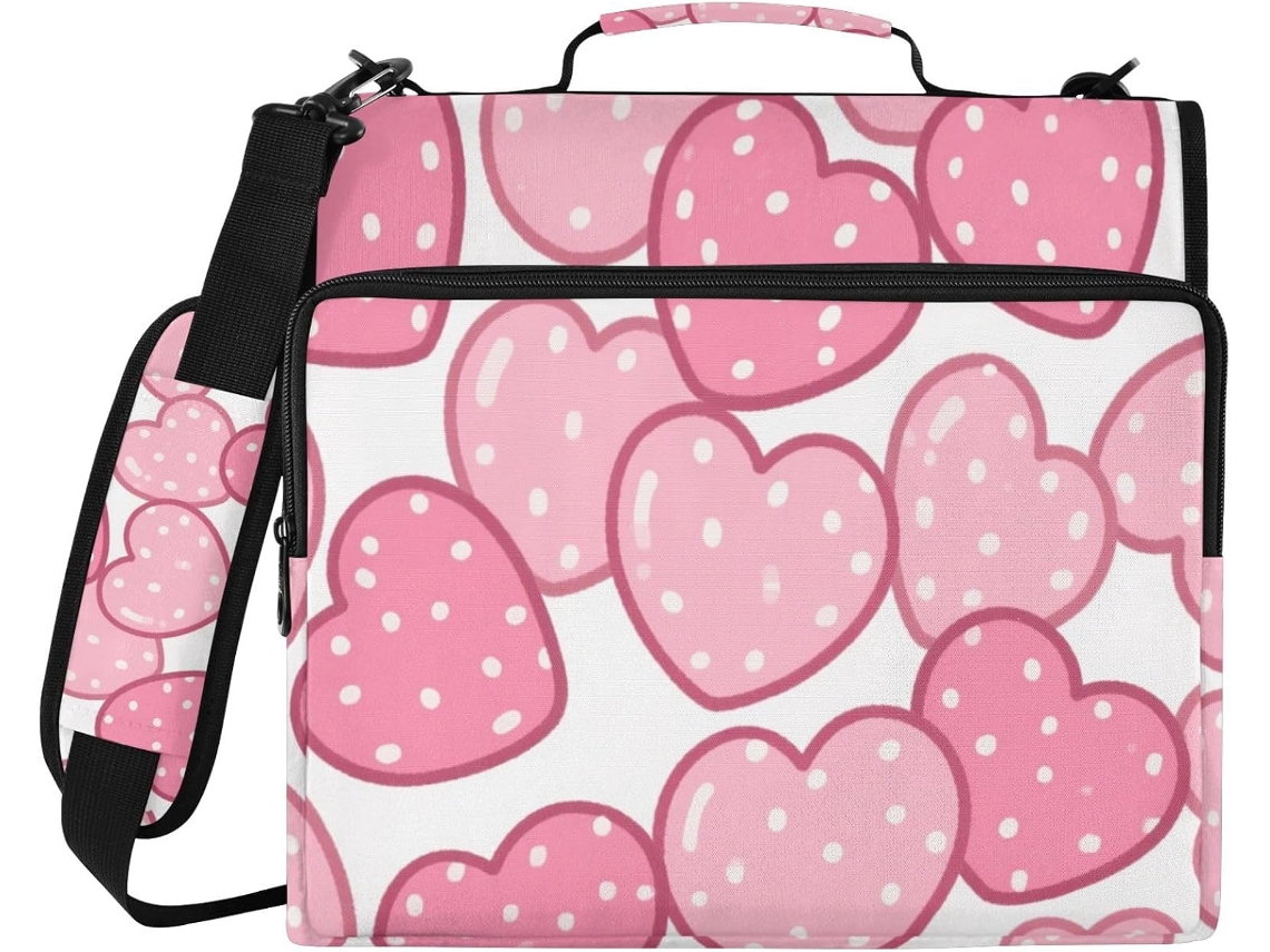 Organizador Fofo De Desenho Animado Com Coração Rosa, 3, 8cm, 3 Argolas Com Alça De Ombro E Mão, Organizador De