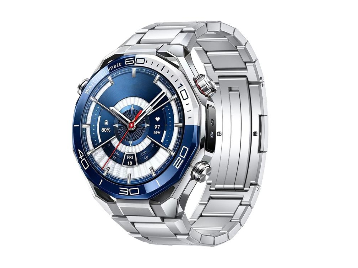 Bracelete Para Huawei Watch Ultimate 2 - Liga De Titânio - Fecho Dobrável Prata Moiré