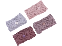 Conjunto De 4 Faixas Elásticas Com Botões Para A Cabeça E Acessórios De Tricô Para Máscara.