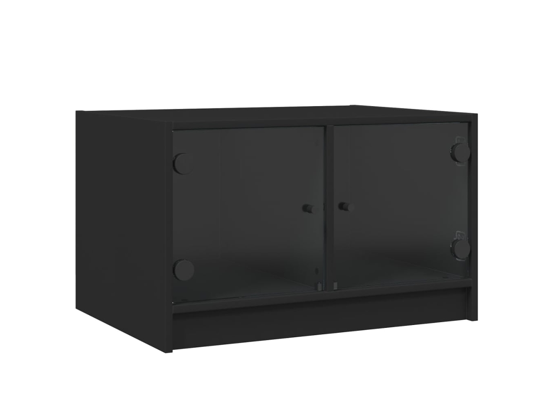 Mesa de Centro C/ Portas de Vidro 68x50x42 Cm Preto MAISON EXCLUSIVE