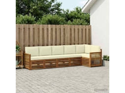 Vidaxl Conjunto De Sofá Sectional Com Almofada 5 Pcs Natural E Creme