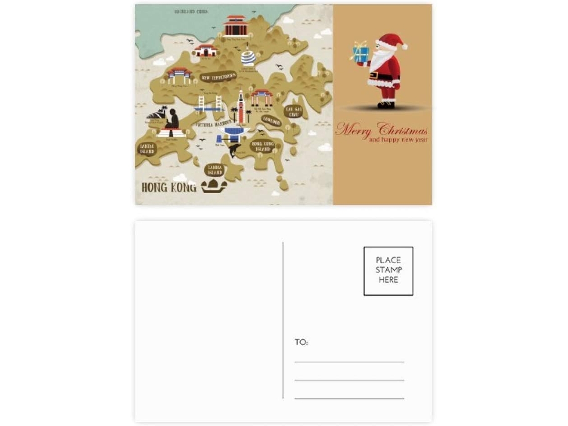 Lote de 20 Cartões postais do Papai Noel Hong Kong 14,6 X 9,8 Cm