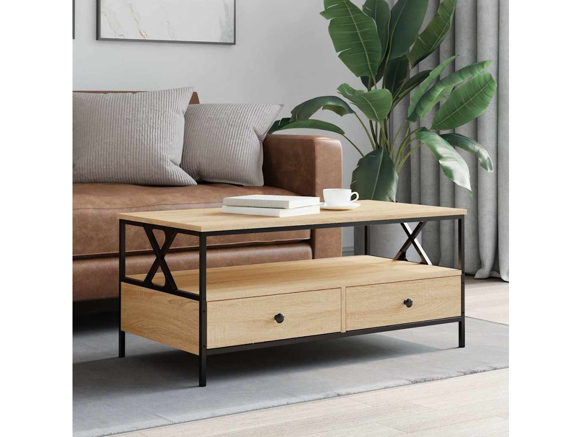 Vidaxl Mesa De Centro 100x51x45 Cm Derivados Madeira Carvalho Sonoma