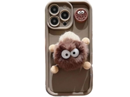 Capa Peluche para iPhone 13 pro max VEANXIN Castanho