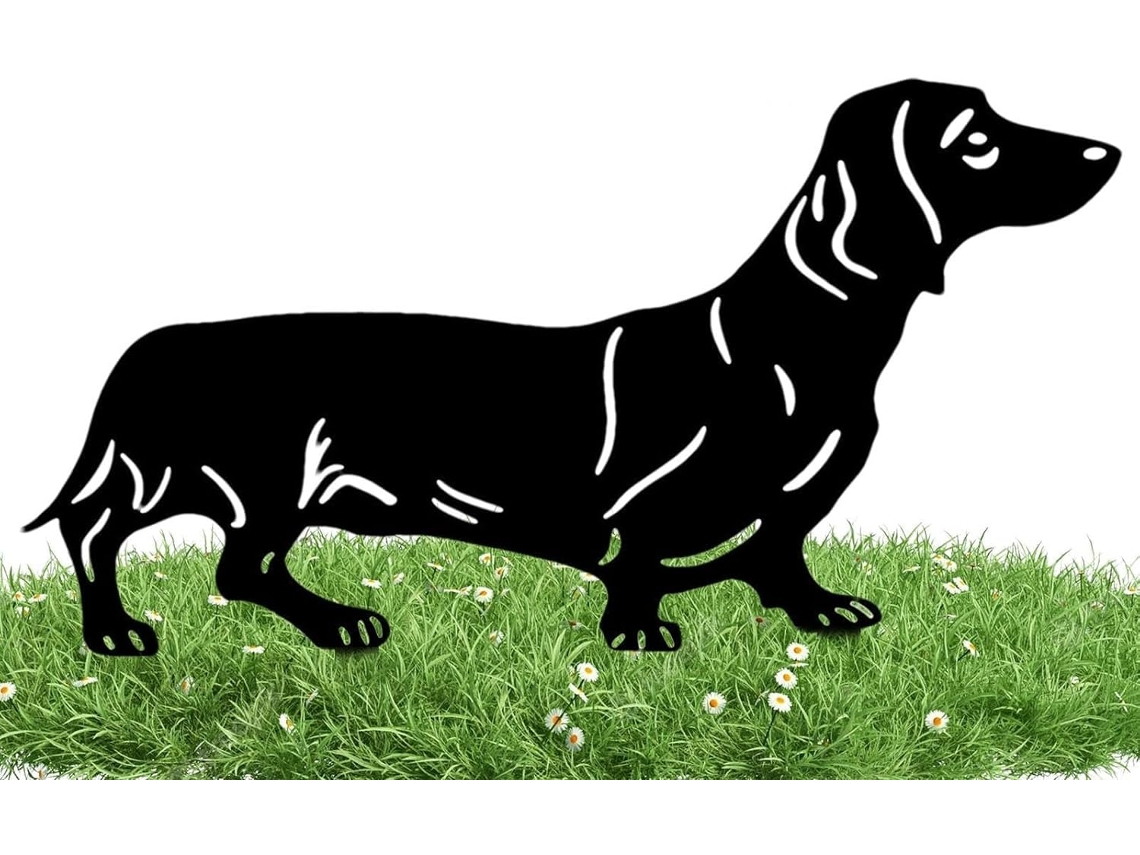 Estátua de Dachshund para Decoração de Jardim Metal com Revestimento em Pó, Tecnologia Antiferrugem Às Intempéries, CHABERLU