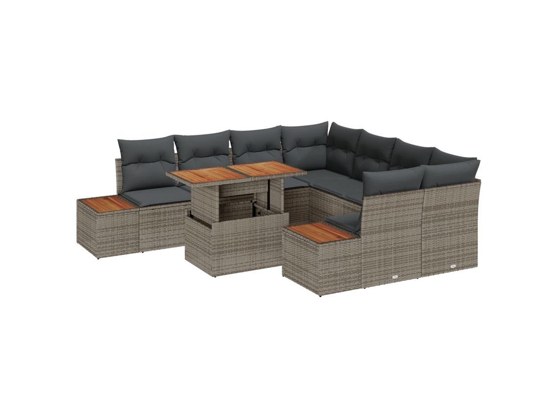 Conjunto 9 Conjunto De Sofá De Jardim Vidaxl Cinzento Vime Pe (100 X 55 X 73 Cm)
