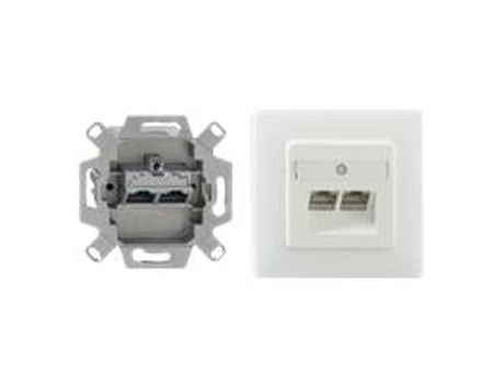 Datendose Uae Cat.6a Iso 8/8, Reinweiß Ral 9010 Zum Anschluss Von 2 Pcs Auch Für Unterputz Und Hohlraumdosen Rutenbeck