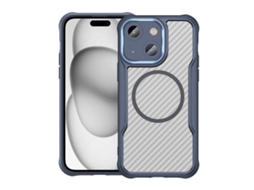 Capa Transparente Para Iphone 15 Plus - Textura De Fibra De Carbono - Magsafe
