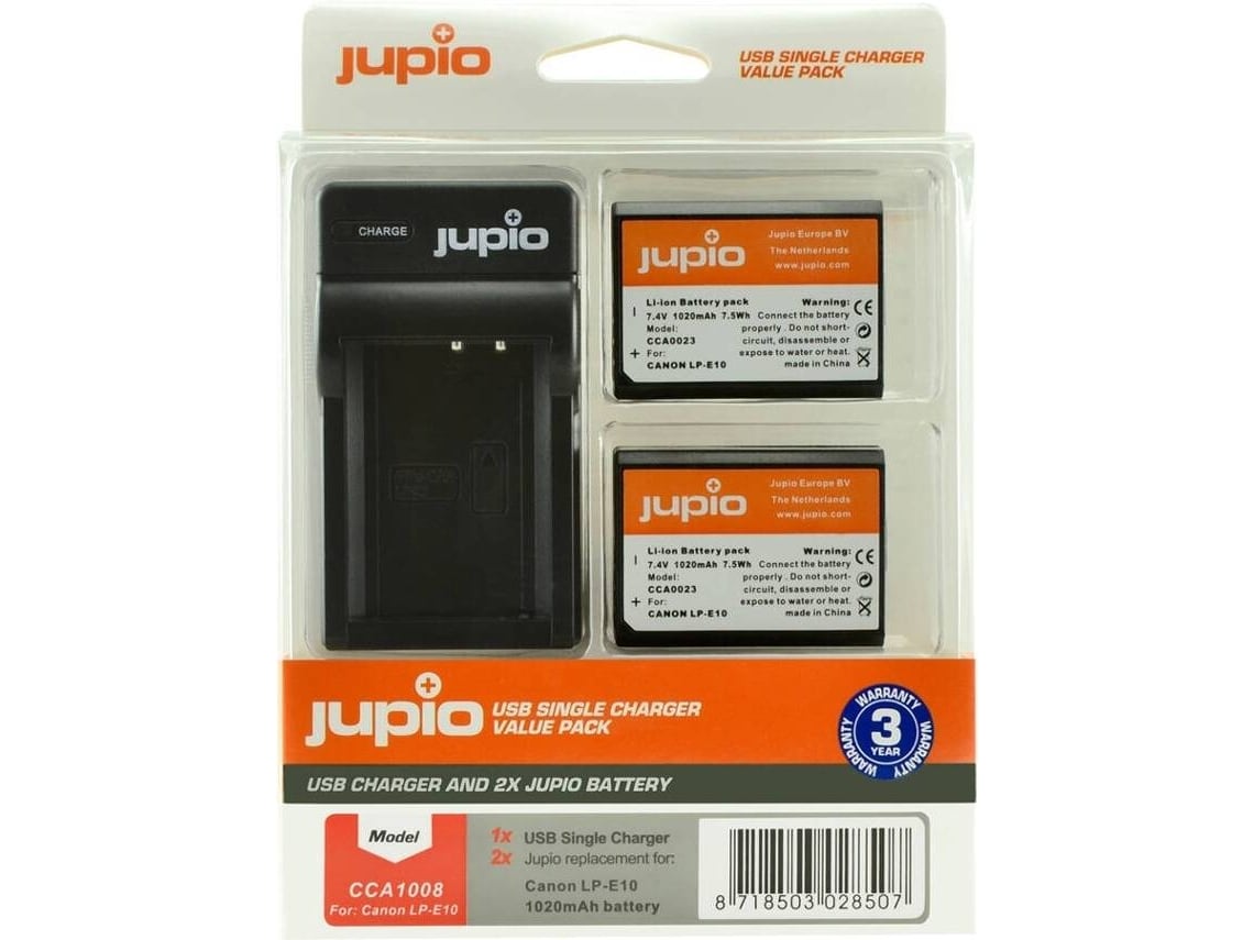 Kit JUPIO 2 Baterias  LP-E10 e Carregador