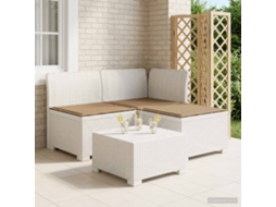 Vidaxl Sofá De Jardim 3 Lugares Com Almofadas Visual Rattan Pp Branco
