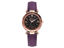 Relógio Analógico Feminino com Pulseira de Couro Pu e Movimento de Quartzo (roxo)