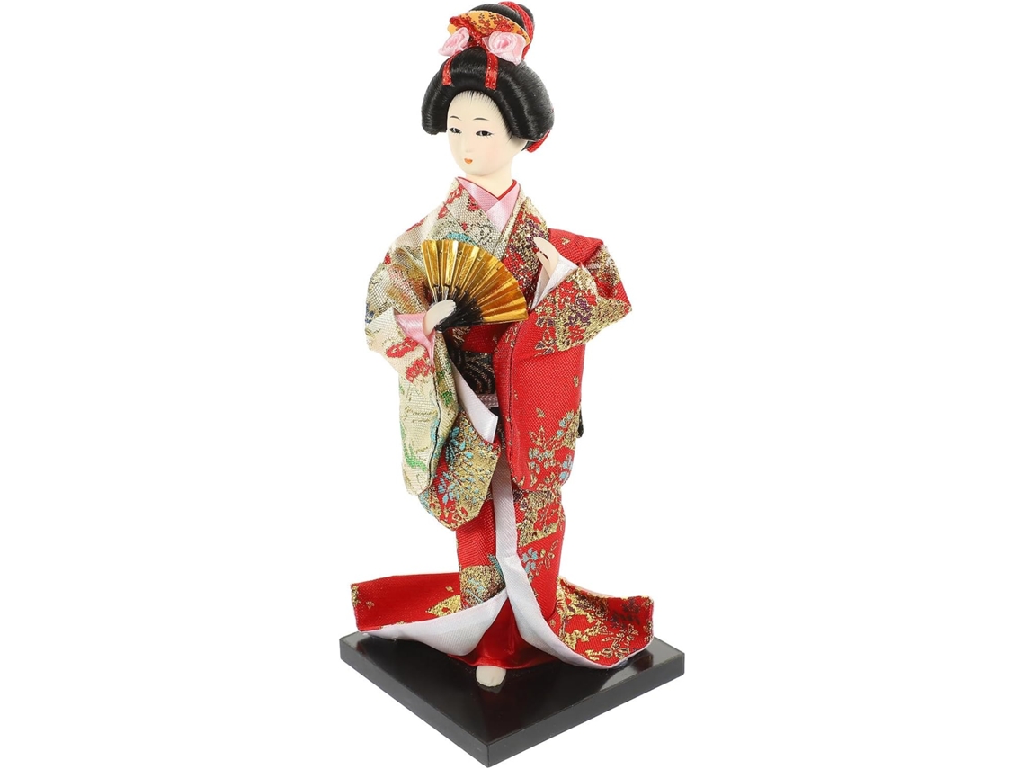 Boneca Japonesa de Quimono Estilo Gueixa, Feita À Mão em Seda e Resina. Leve Ecológica, CHABERLU