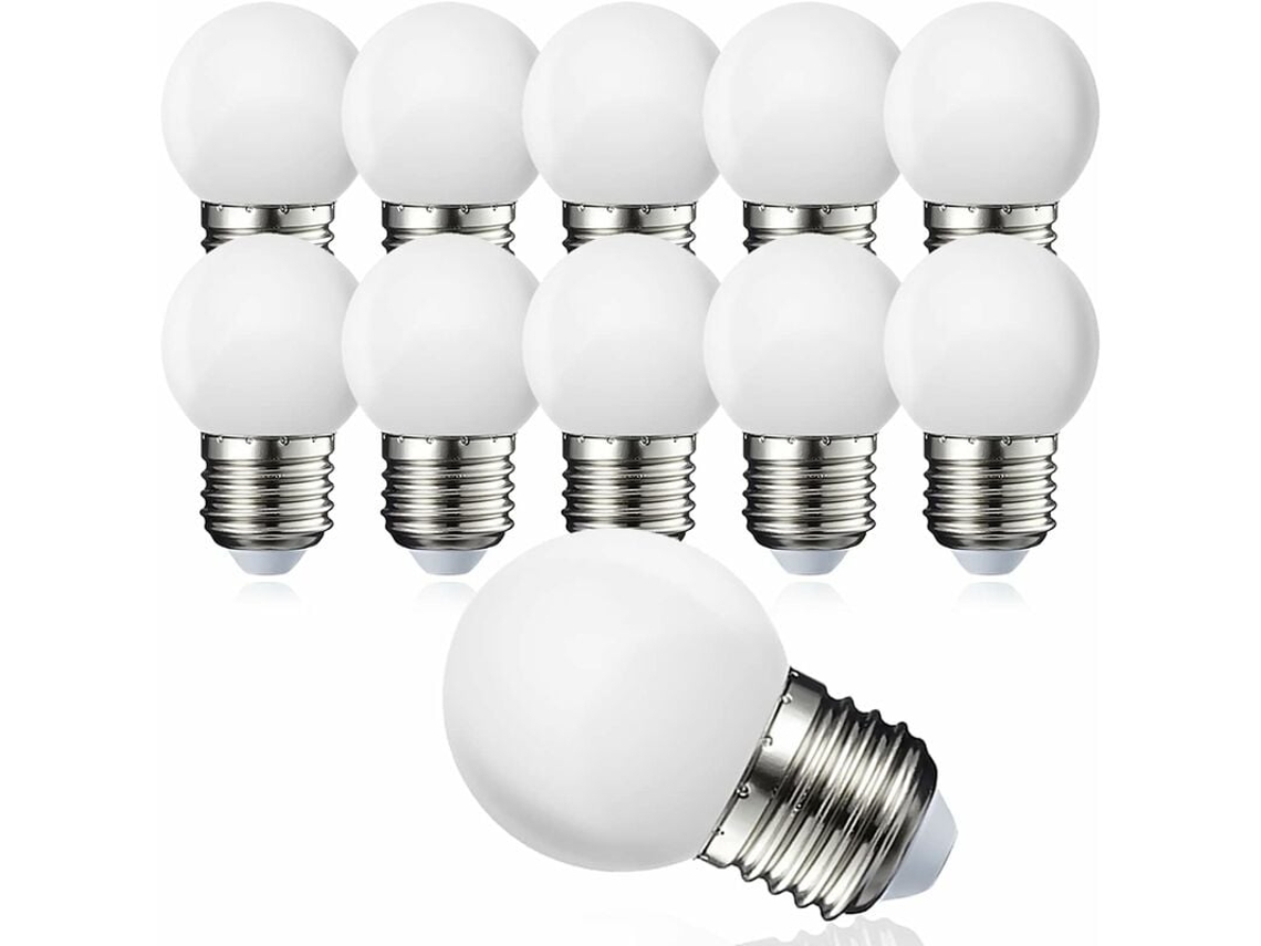 Pacote Com 10 Lâmpadas Led E27 G45 Branco Quente 3000 K 5w G45 Estrutura Em Policarbonato Fosco Não Regulável Classe Energética G Brilvibera