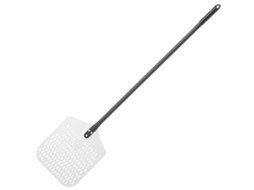 Pá para retirar pizza do forno, quadrada de alumínio, perfurada, 305 x 1320 mm, Hendi 617137