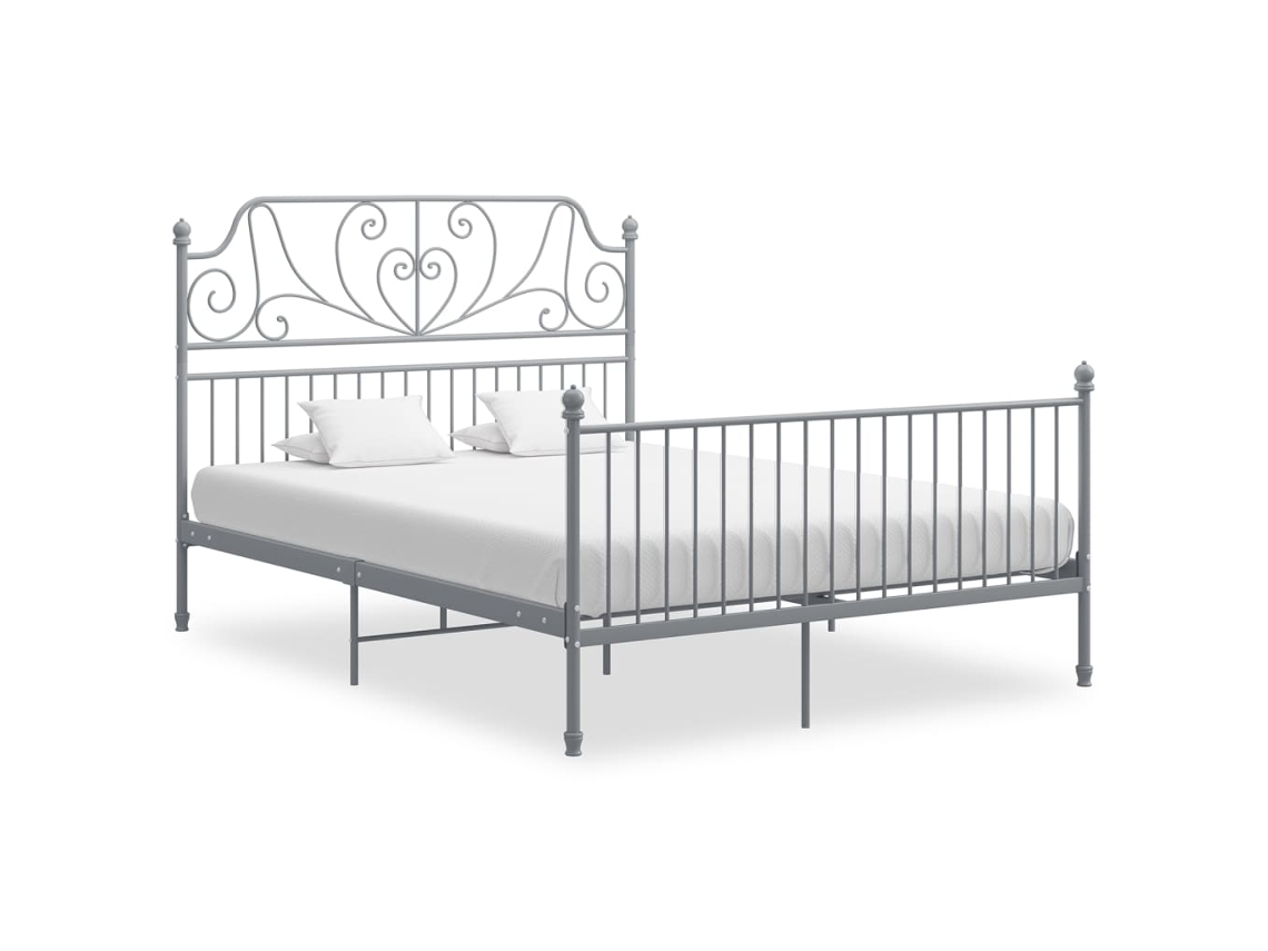 Bed Frame, Bed Frames Vidaxl Cinzeto Metal (160 X 200 Cm)