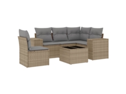 Conjunto de 6 Sofás P/ Jardim com Almofadões Vime Pe Bege MAISON EXCLUSIVE (80x200 cm)